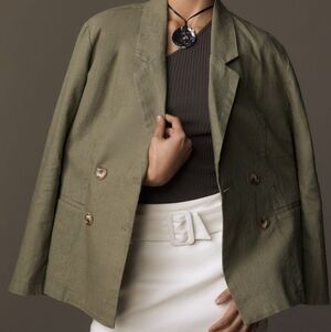 Anthropologie DOLAN Olive Double-Breasted Women's Blazer